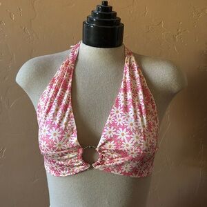 pink floral halter tie top